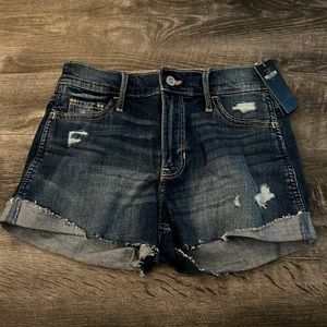 Dark blue high waisted jean shorts; Size 0; From Hollister